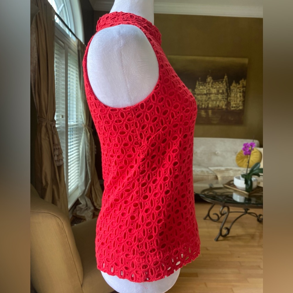 J. Crew Ultra Eyelet Shell Tank Top Red Size 00 - Picture 5 of 10
